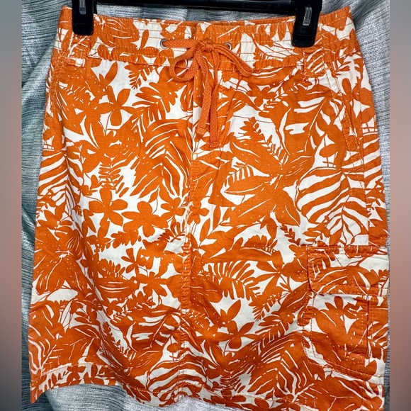 Liz Claiborne - Orange Floral Knee Length Khaki Skirt Women’s Size - 4 - Picture 1 of 5